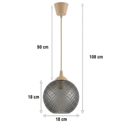 Brilagi - LED Żyrandol na lince RETRO GLASS 1xE27/60W/230V Ø 18 cm beżowy/przydymiony szary