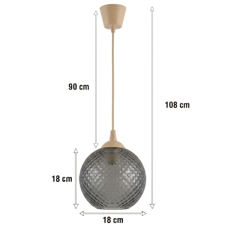 Brilagi - LED Żyrandol na lince RETRO GLASS 1xE27/60W/230V Ø 18 cm beżowy/przydymiony szary