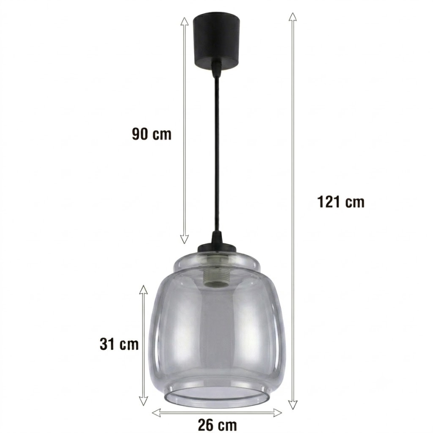 Brilagi - Żyrandol LED na przewodzie RETRO GLASS 1xE27/60W/230V Ø 26 cm czarny/dymnoszary
