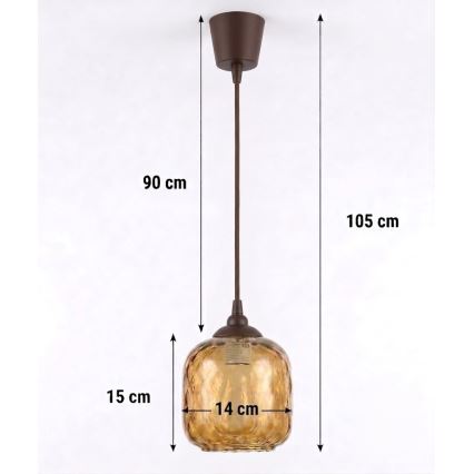 Brilagi - LED lampa wisząca na przewodzie RETRO GLASS 1xE27/60W/230V śr. 14 cm brązowa/dymiona brązowa