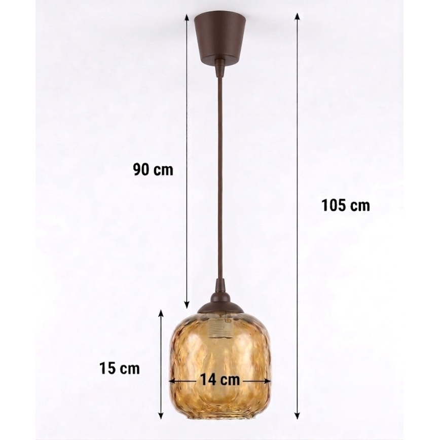 Brilagi - LED lampa wisząca na przewodzie RETRO GLASS 1xE27/60W/230V śr. 14 cm brązowa/dymiona brązowa