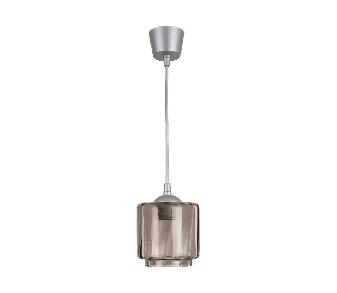 Brilagi-LED Lampa wisząca na lince R GLASS 1xE27/60W/230V Ø 15 cm srebrna/dymno-beżowa