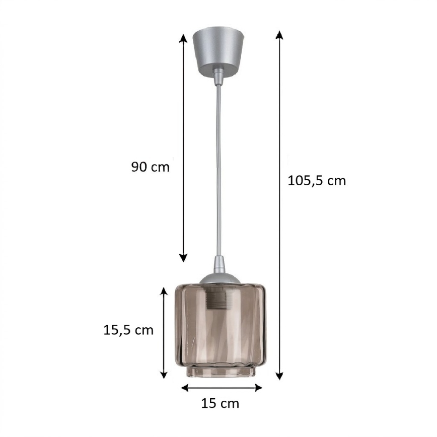 Brilagi - Lampa wisząca LED na przewodzie RETRO GLASS 1xE27/60W/230V Ø 15 cm srebrna/dymno-beżowa