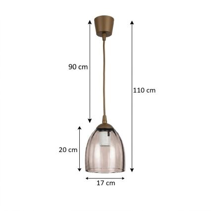 Brilagi - LED lampa wisząca na przewodzie RETRO GLASS 1xE27/60W/230V śr. 17 cm brązowy/dymny beżowy