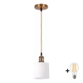 BRILAGI - LED lampa wisząca na lince RETRO GLASS 1xE27/60W/230V śr. 10 cm złoty/biały