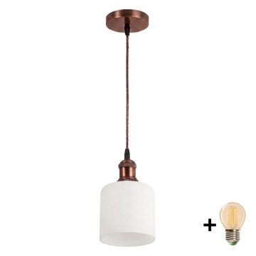 Brilagi - LED lampa wisząca na lince RETRO GLASS 1xE27/60W/230V śr. 13 cm miedziana/biała