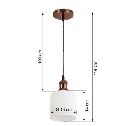 Brilagi - LED lampa wisząca na lince RETRO GLASS 1xE27/60W/230V śr. 13 cm miedziana/biała