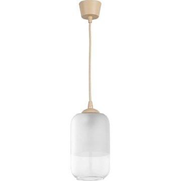 Brilagi - LED lampa wisząca na lince RETRO GLASS 1xE27/60W/230V śr. 14 cm beżowa/biała