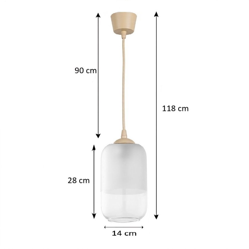 Brilagi - LED lampa wisząca na lince RETRO GLASS 1xE27/60W/230V śr. 14 cm beżowa/biała