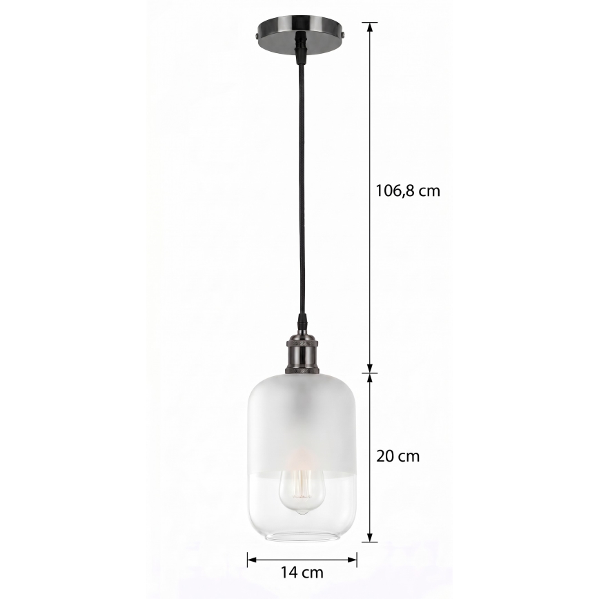 BRILAGI - LED Lampa wisząca na lince RETRO GLASS 1xE27/60W/230V śr. 14 cm czarna/biała