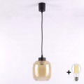 Brilagi - LED lampa wisząca na lince RETRO GLASS 1xE27/60W/230V śr. 14 cm czarny/dymny brąz