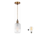 BRILAGI - LED Lampa wisząca na lince RETRO GLASS 1xE27/60W/230V śr. 14 cm złota/biała