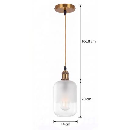 BRILAGI - LED Lampa wisząca na lince RETRO GLASS 1xE27/60W/230V śr. 14 cm złota/biała
