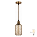 BRILAGI - LED lampa wisząca na lince RETRO GLASS 1xE27/60W/230V śr. 14 cm złota/dymny brąz