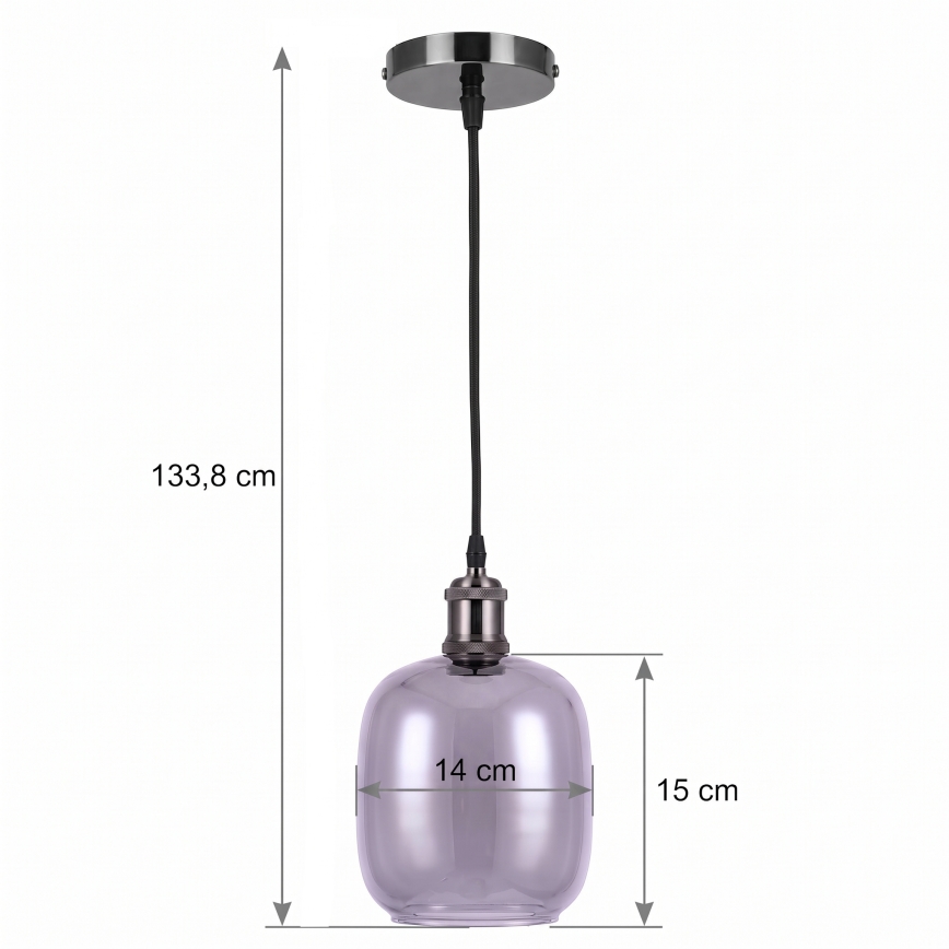 BRILAGI - LED lampa wisząca na przewodzie RETRO GLASS 1xE27/60W/230V śr. 14 cm czarny/dymny szary