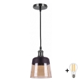 BRILAGI - LED lampa wisząca na lince RETRO GLASS 1xE27/60W/230V śr. 15,5 cm czarny/dymny beżowy