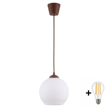 Brilagi - LED lampa wisząca na lince RETRO GLASS 1xE27/60W/230V śr. 15 cm brązowy/biały