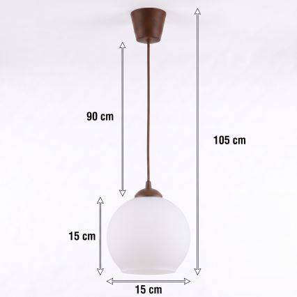 Brilagi - LED lampa wisząca na lince RETRO GLASS 1xE27/60W/230V śr. 15 cm brązowy/biały