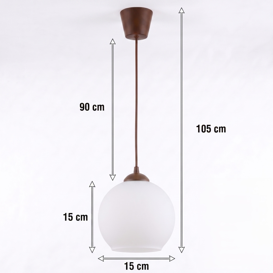 Brilagi - LED lampa wisząca na lince RETRO GLASS 1xE27/60W/230V śr. 15 cm brązowy/biały