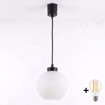 Brilagi - LED Lampa wisząca na lince RETRO GLASS 1xE27/60W/230V śr. 15 cm czarna/biała