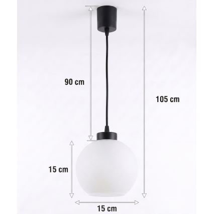Brilagi - LED Lampa wisząca na lince RETRO GLASS 1xE27/60W/230V śr. 15 cm czarna/biała