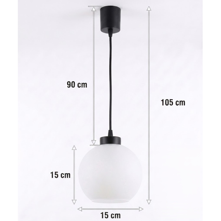 Brilagi - LED Lampa wisząca na lince RETRO GLASS 1xE27/60W/230V śr. 15 cm czarna/biała