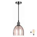BRILAGI - LED lampa wisząca na lince RETRO GLASS 1xE27/60W/230V śr. 17 cm czarna/dymna beżowa