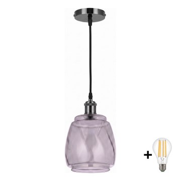 BRILAGI - LED Lampa wisząca na lince RETRO GLASS 1xE27/60W/230V śr. 26 cm czarny/dymny szary