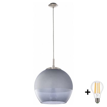 BRILAGI - LED Lampa wisząca na lince RETRO GLASS 1xE27/60W/230V śr. 38 cm matowy chrom/przydymiony szary