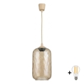 BRILAGI - LED lampa wisząca na lince RETRO GLASS 1xE27/60W/230V Ø 14 cm beżowy/przydymiony brąz