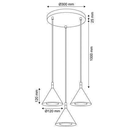 BRILAGI - LED Lampa wisząca na linkach CONE TRIPLE ROUND 3xGX53/15W/230V biała