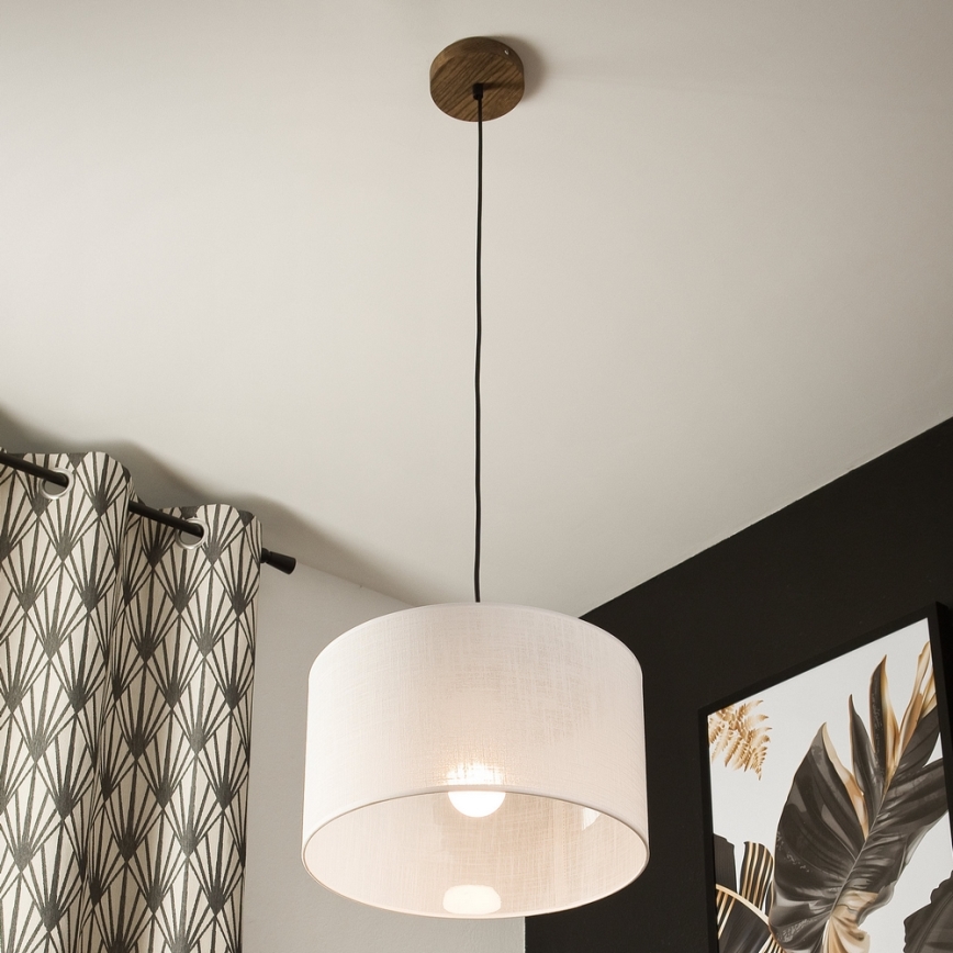 Brilagi - LED Lampa wisząca na linkę ANTHONY 1xE27/60W/230V dąb orzech/biały