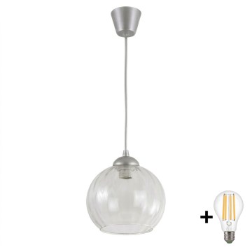 Brilagi - LED lampa wisząca na linkę RETRO GLASS 1xE27/60W/230V śr. 25 cm srebrna/przezroczysta