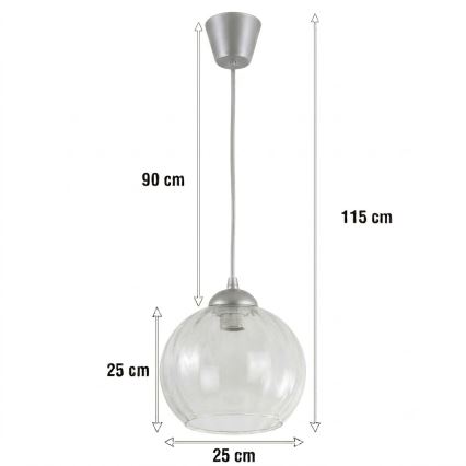 Brilagi - LED lampa wisząca na linkę RETRO GLASS 1xE27/60W/230V śr. 25 cm srebrna/przezroczysta