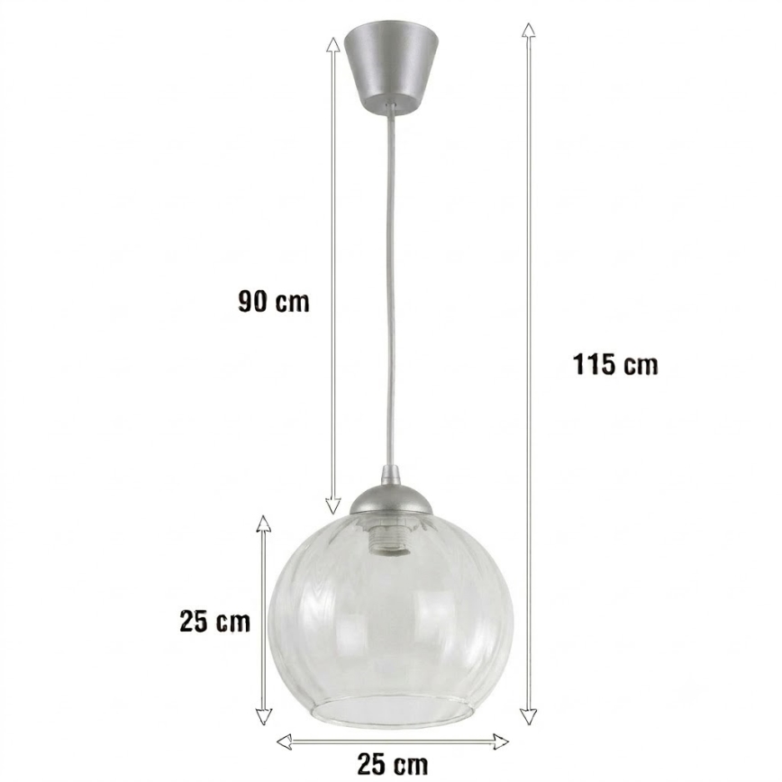 Brilagi - LED lampa wisząca na linkę RETRO GLASS 1xE27/60W/230V śr. 25 cm srebrna/przezroczysta