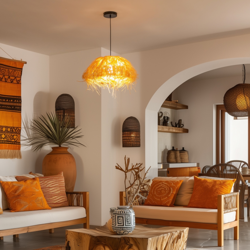 Brilagi - LED lampa wisząca na linku CERIA BOHO 1xE27/40W/230V średnica 40 cm rafia