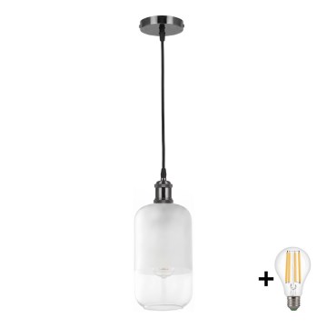 BRILAGI - LED lampa wisząca na linku RETRO GLASS 1xE27/60W/230V śr. 14 cm czarny/biały