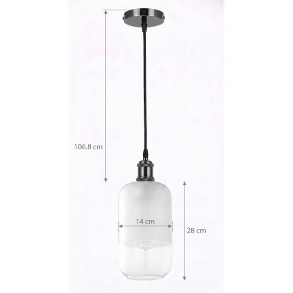 BRILAGI - LED lampa wisząca na linku RETRO GLASS 1xE27/60W/230V śr. 14 cm czarny/biały