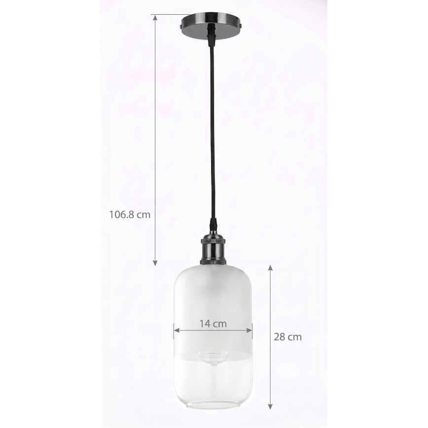 BRILAGI - LED lampa wisząca na linku RETRO GLASS 1xE27/60W/230V śr. 14 cm czarny/biały