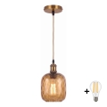BRILAGI - LED Lampa wisząca na linku RETRO GLASS 1xE27/60W/230V śr. 14 cm złoty/dymny brąz