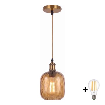 BRILAGI - LED Lampa wisząca na linku RETRO GLASS 1xE27/60W/230V śr. 14 cm złoty/dymny brąz