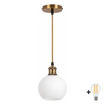 BRILAGI - LED Lampa wisząca na linku RETRO GLASS 1xE27/60W/230V śr. 15 cm złota/biała