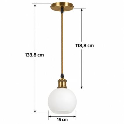 BRILAGI - LED Lampa wisząca na linku RETRO GLASS 1xE27/60W/230V śr. 15 cm złota/biała