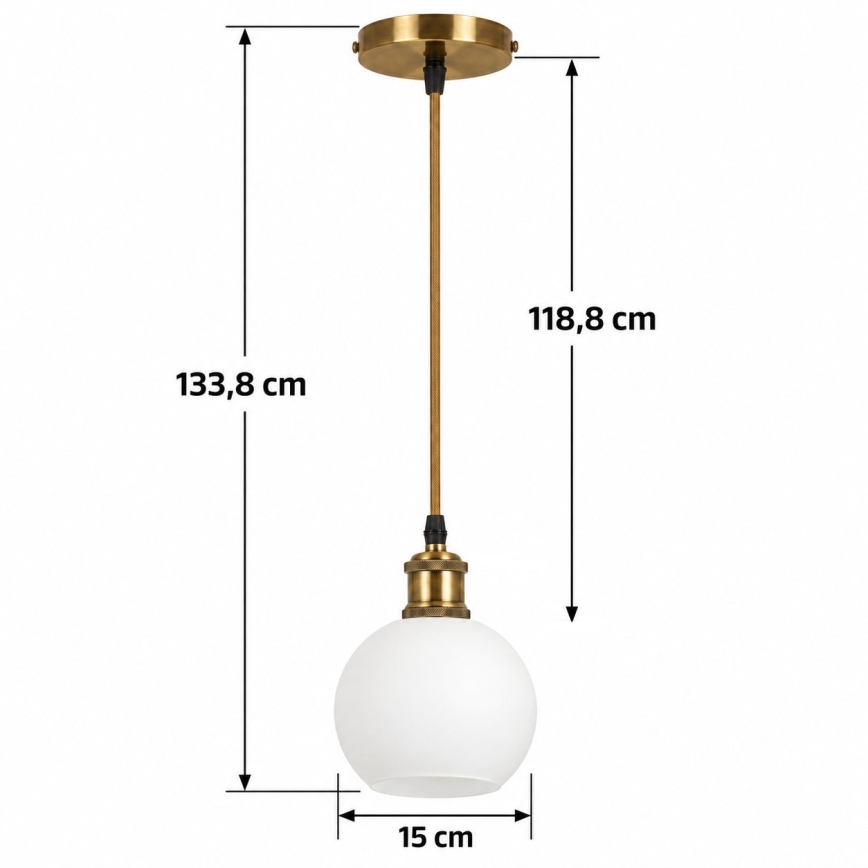 BRILAGI - LED Lampa wisząca na linku RETRO GLASS 1xE27/60W/230V śr. 15 cm złota/biała