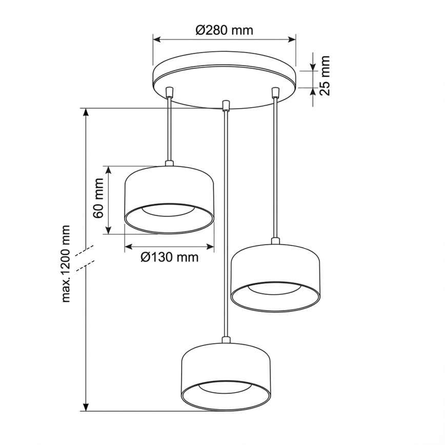 Brilagi - LED Lampa wisząca na przewodzie AURA LUX 3xGX53/30W/230V czarna/przydymiona