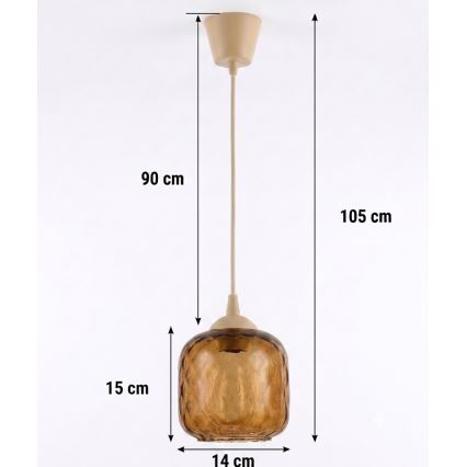 Brilagi - Lampa wisząca LED na przewodzie RETRO GLASS 1xE27/60W/230V śr. 14 cm beżowy/przydymiony brąz