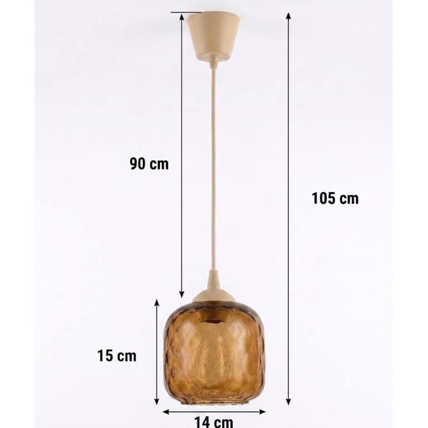 Brilagi - Lampa wisząca LED na przewodzie RETRO GLASS 1xE27/60W/230V śr. 14 cm beżowy/przydymiony brąz