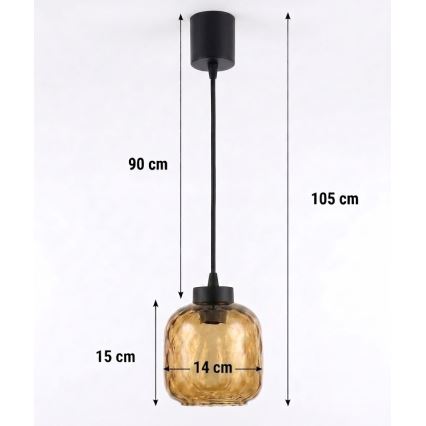 Brilagi - Lampa wisząca LED na lince RETRO GLASS 1xE27/60W/230V śr. 14 cm czarny/przydymiony brąz