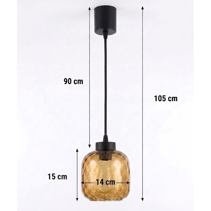 Brilagi - Lampa wisząca LED na lince RETRO GLASS 1xE27/60W/230V śr. 14 cm czarny/przydymiony brąz