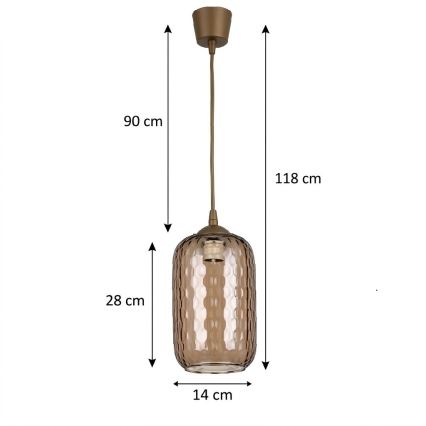 BRILAGI - LED lampa wisząca na przewodzie RETRO GLASS 1xE27/60W/230V śr. 14 cm brązowa//przydymiona brązowa